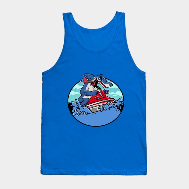 furious SHARK RIDING JET SKI Tank Top by Deduder.store